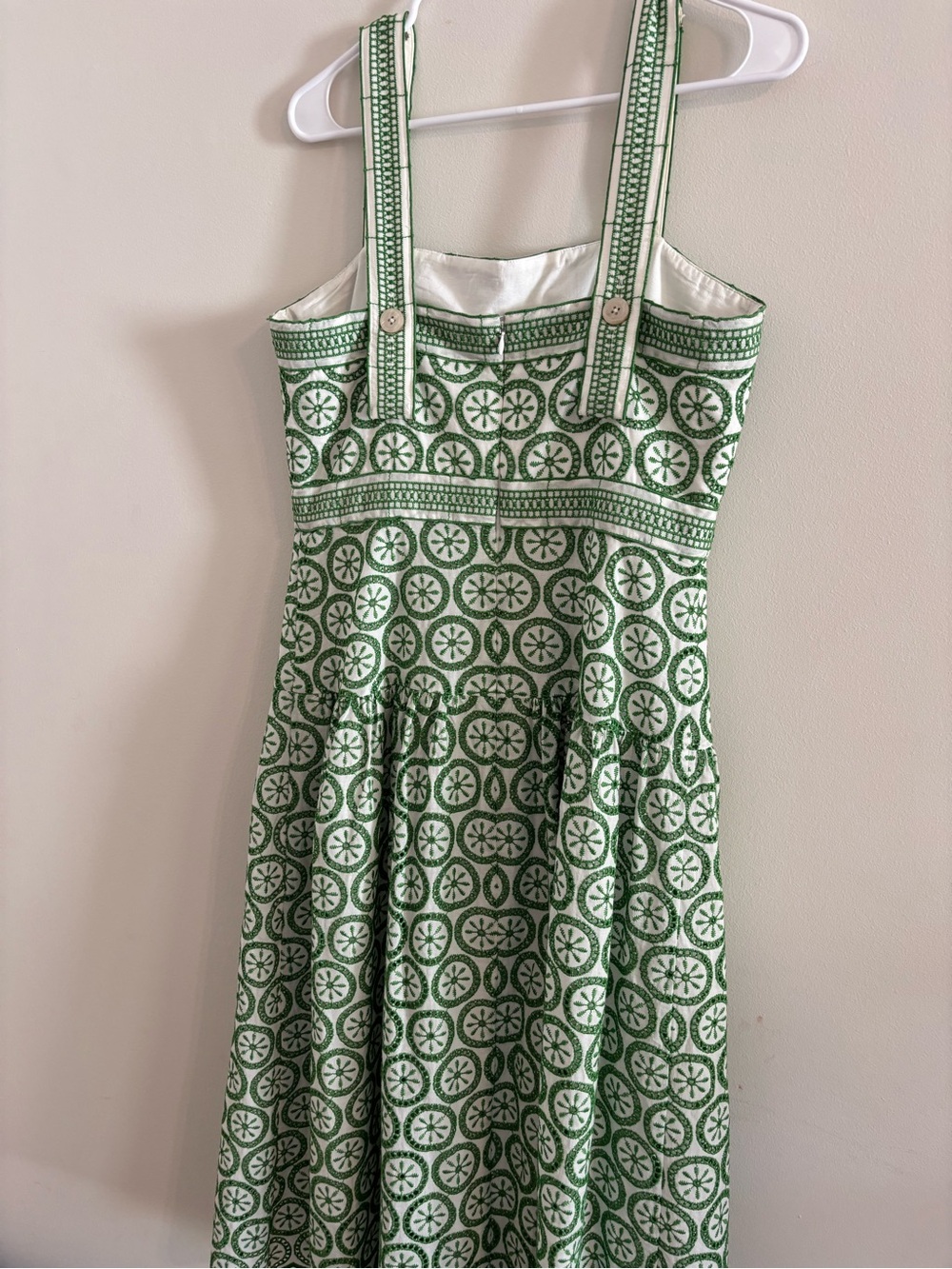 Shoshanna Green White Print Sleeveless Dress Resort Vacation Cottagecore Size 10 - Picture 8 of 10